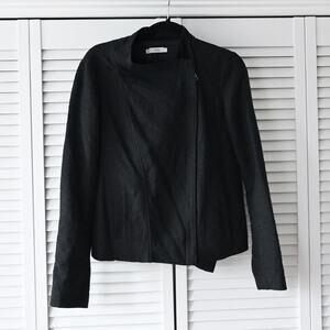 Vince. Size Small Textured Black Asymmetric Full Zip Jacket | Size Small